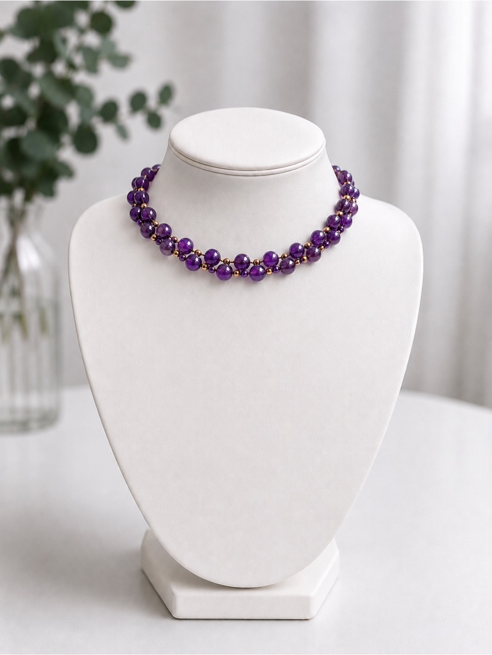 Purple Beaded Necklace - Elegant Women’s Jewelry
